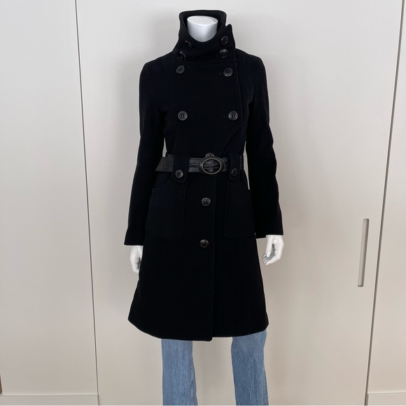 MACKAGE Military Style Belted Wool Coat in Black - Picture 5 of 12